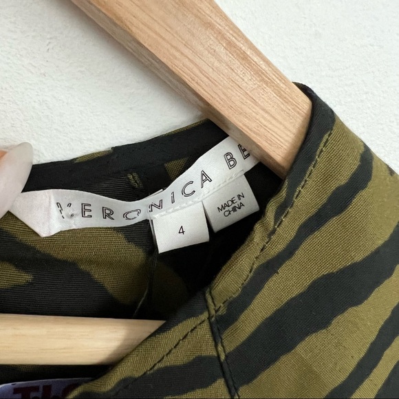 Veronica Beard Navi Zeabra print zipper cotton silk blend olive Dress Sz 4 NWT - Picture 5 of 16